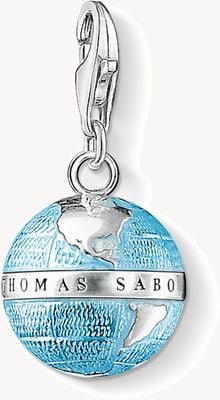 Thomas Sabo Globe Charm Blue 925 Sterling Silver Cold Enamel 0754-007-1