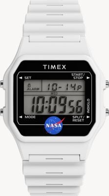 Timex Main Street NASA Artemis Digital (36mm) Positive Display / Lunar White Resin Strap Watch TW2Y13500