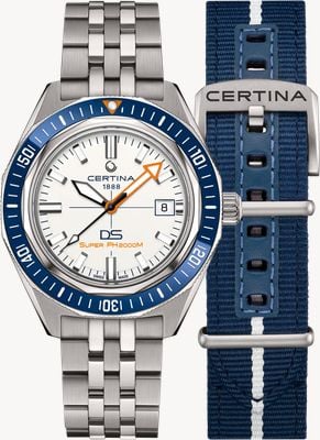 Certina DS Super PH2000M Powermatic 80 (43mm) White Dial / Titanium Bracelet Watch C0506074401102