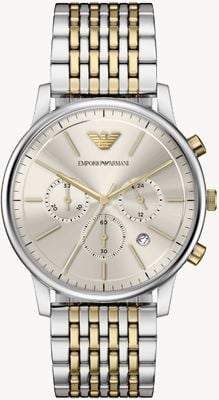 Emporio Armani Minimalist Chronograph (42mm) Champagne Dial / Two-Tone Stainless Steel Bracelet AR11773