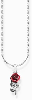 Thomas Sabo Red Rose Enamel Sterling Silver Pendant Necklace 45cm KE2219-664-10-L45V
