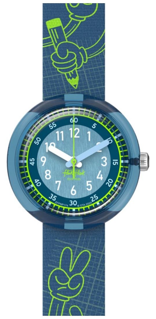 Flik Flak FPNP174 CODE TALK (31.85mm) Blue Dial / Blue Watch