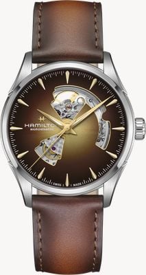 Hamilton Jazzmaster Open-Heart Automatic (42mm) Gold Gradient Dial / Brown Leather Strap H32705501
