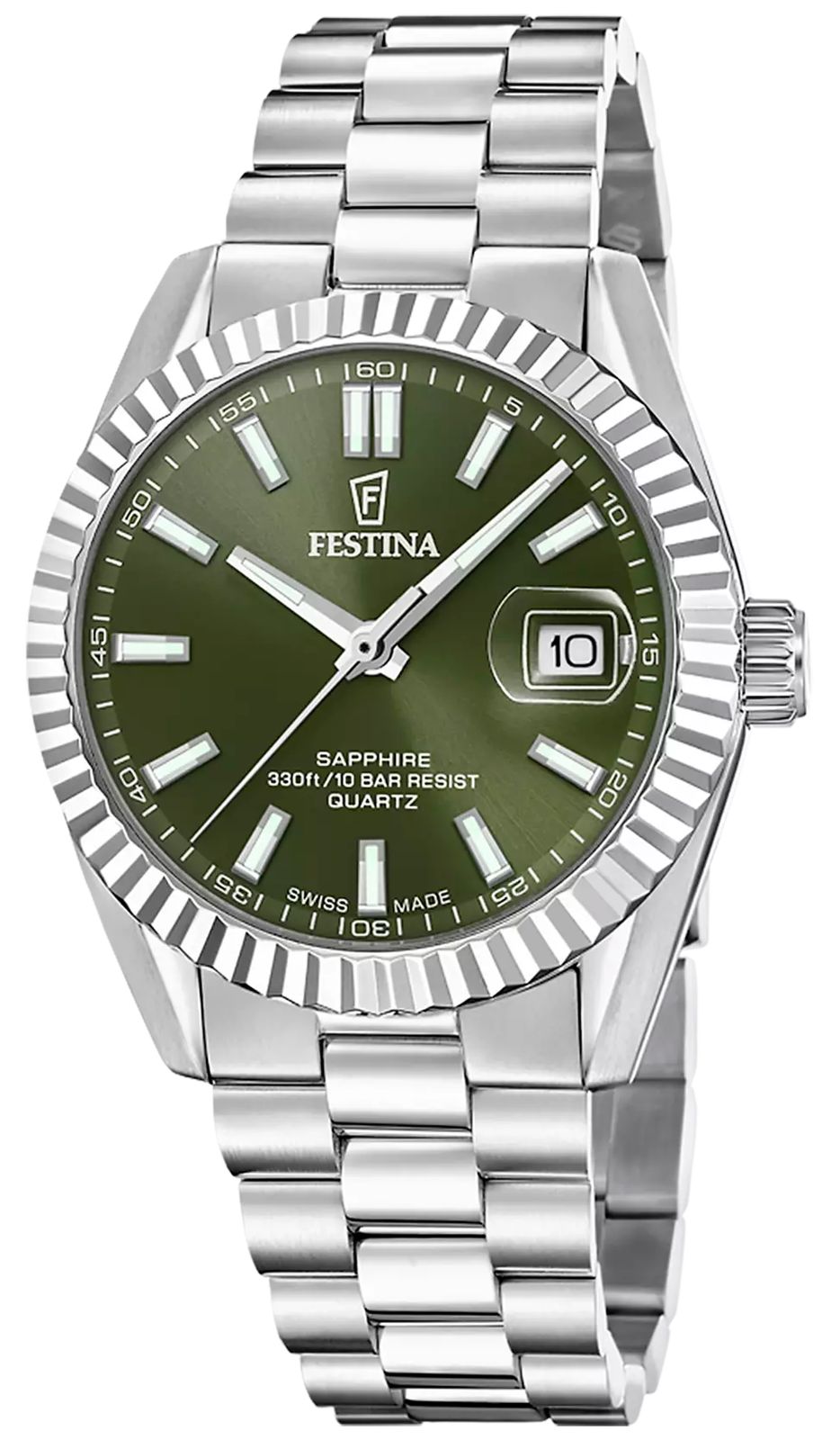 Festina F20084/C Swiss Made Classic Quartz (40mm) Green Dial Watch