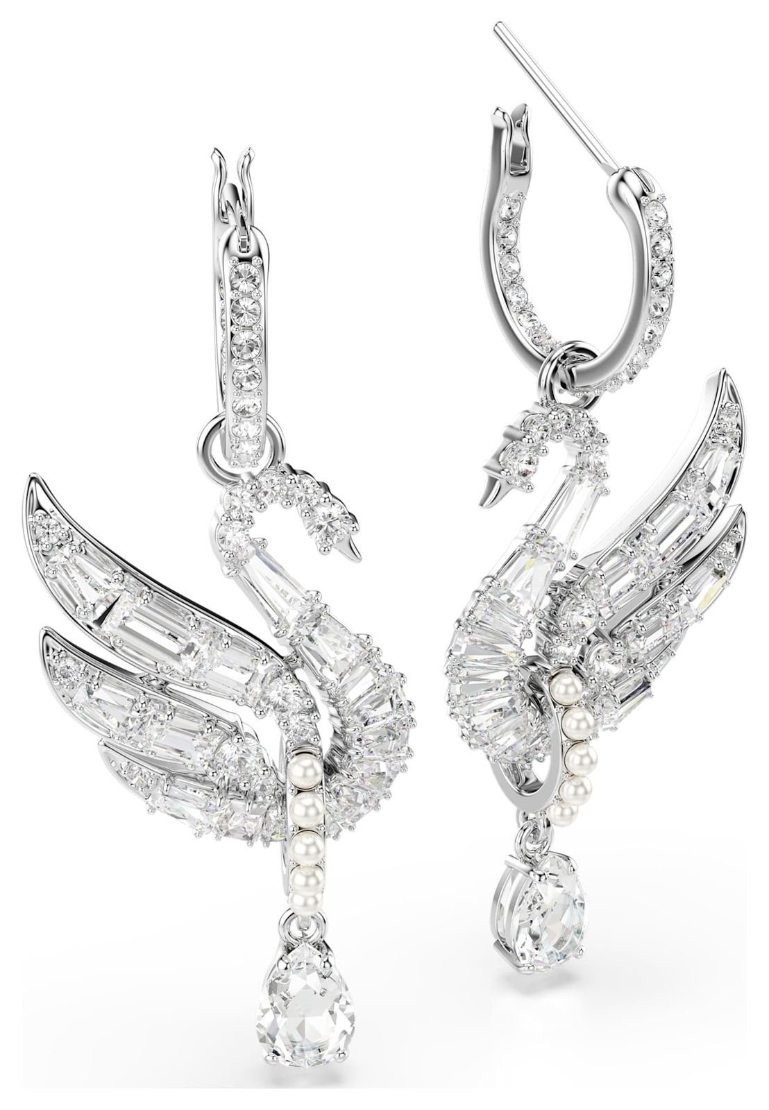 Swarovski 5723388 Swan Earrings - Swan, White, Rhodium Jewellery
