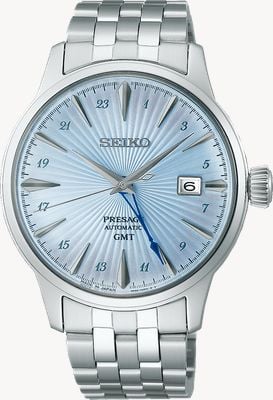 Seiko Presage ‘Skydiving’ Cocktail Time GMT (40.5mm) Light Blue Dial / Stainless Steel Bracelet SSK037J1