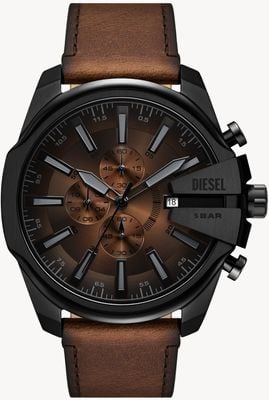 Diesel Mega Chief Slim Chronograph (49mm) Brown Gradient Dial / Brown Leather Strap DZ4692