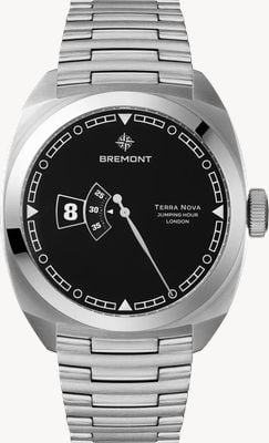 Bremont Terra Nova Jumping Hour Automatic (40.5mm) Black Lacquered Dial / Stainless Steel Bracelet TN40-JH-SS-BK-B