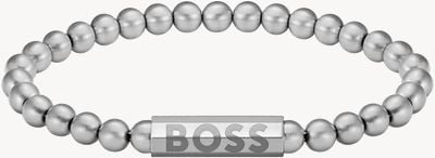 BOSS Jewellery Men's Sphere Beaded Stainless Steel Logo Clasp Bracelet 1580658M