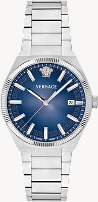 Versace V LEO AURIA (39mm) Blue Gradient Dial / Stainless Steel Bracelet VE5Y00126