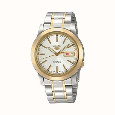 Seiko 5 Automatic (44mm) White Dial / Two-Tone Stainless Steel Bracelet SNKE54K1