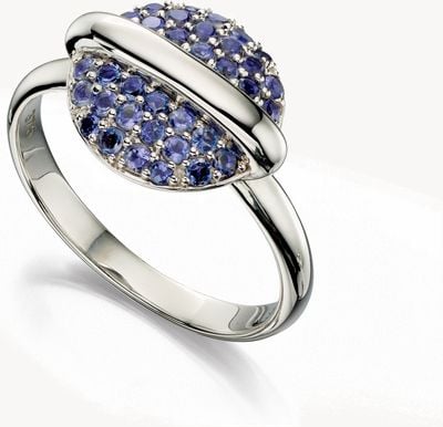Fiorelli Gold Eclipse Ring - 9k White Gold Iolite Pavé Disc GR489