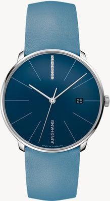 Junghans Meister fein Automatic | Diamond Set | Arctic Blue Dial | Blue Leather Strap 27/4356.00