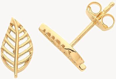 Treasure House 9ct Gold Small Leaf Stud Earrings ES1656