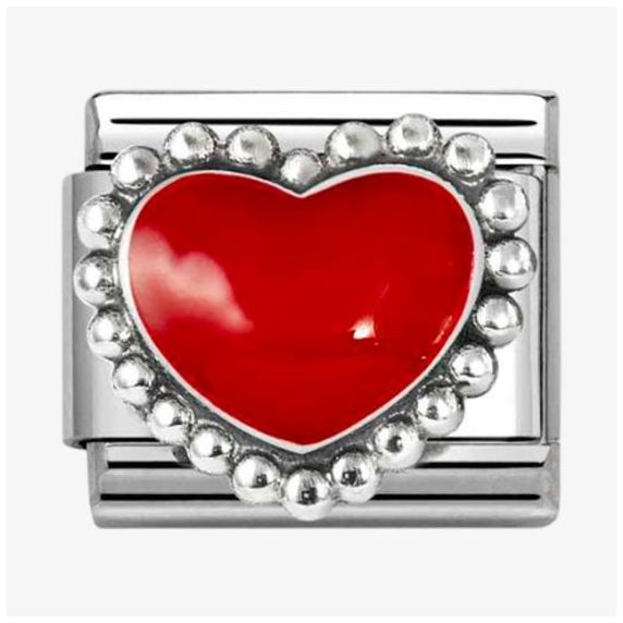 Nomination 330204/39 Classic Beaded Red Heart Sterling Jewellery