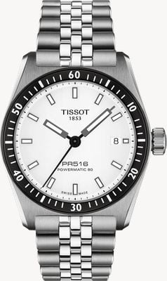 Tissot PR516 Powermatic 80 (38mm) White Dial / Stainless Steel Bracelet T1494071103100