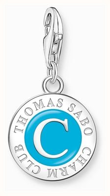 Thomas Sabo Charmista Coin Turquoise Enamel Sterling Silver Charm 2098-007-17