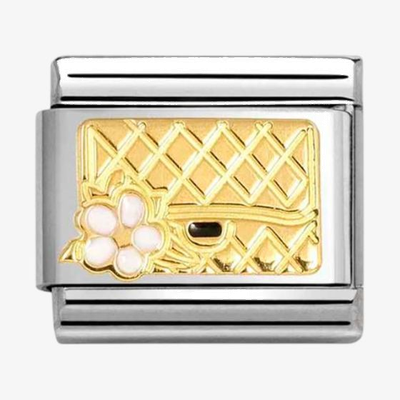 Nomination Classic Floral Bag 18ct Gold & Steel Charm 030272/94