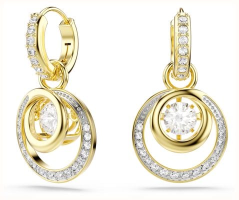 Swarovski Hyperbola Drop Earrings Round Cut, White, 18k Gold Finish 5738249