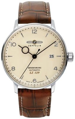 Zeppelin Men's Automatic Watch – Beige Dial, Stainless Steel Case & Brown Leather Strap 8062-5