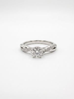9ct White Gold Twist Diamond Set Shoulders .30ct E Si2 Rbc J11713
