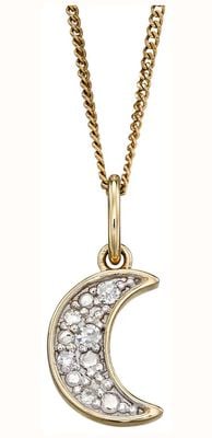 Elements Gold 9k Yellow Gold Diamond Moon Pendant Only GP2187