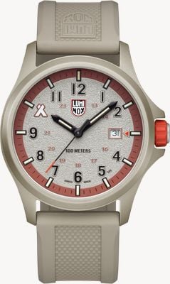 Luminox Bear Grylls Survival Land 3710 Series (43mm) Beige & Red Dial / Sand Rubber Strap XB.3717