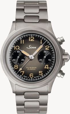 Sinn 356 Pilot Classic AS E Bicompax (38.5mm) Matt-Silk Anthracite Dial / H-Link Stainless Steel Bracelet 356.0202 H-LINK
