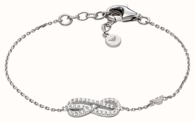 Emporio Armani Women's Crystal-Set Sterling Silver Infinity Symbol Bracelet EG3598040