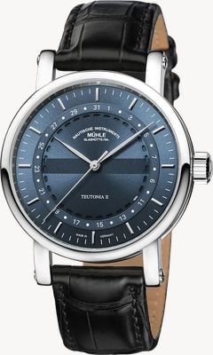 Mühle Glashütte Teutonia II Ring-Date Automatic (41mm) Grey-Blue Dial / Black Leather Strap M1-33-52-LB