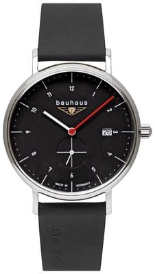 Bauhaus Classic Small-Seconds Quartz (41mm) Black Dial / Black Leather Strap 21302