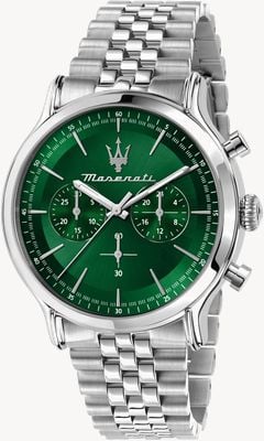 Maserati Men's Epoca (42mm) Green Chronograph Dial / Stainless Steel Bracelet R8873618033