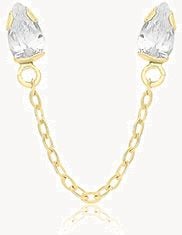 Treasure House 9ct Yellow Gold Cz Connecting Chain Single Stud Earrings ES745