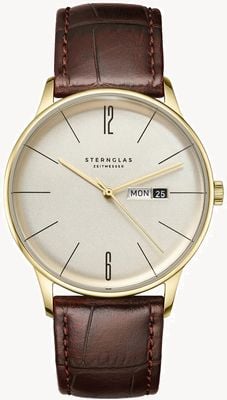 STERNGLAS Berlin Quartz (38mm) Sepia Gold Dial / Brown Leather S01-BE14-HE01