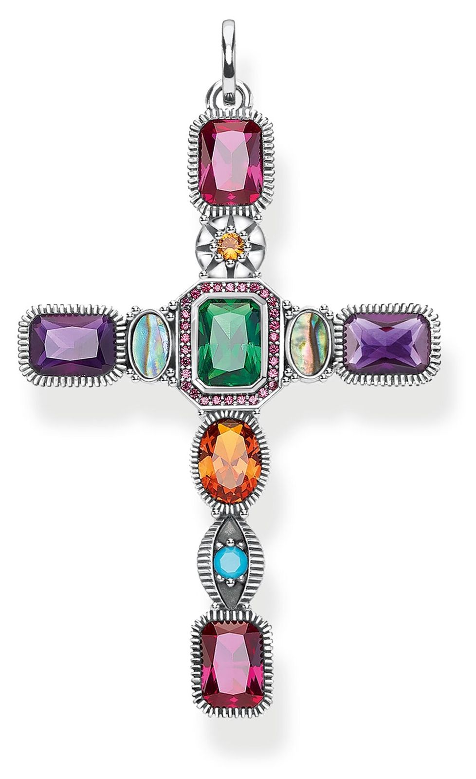 Thomas Sabo PE859-294-7 Pendant ‘Cross’ Colourful Stones 925 Jewellery