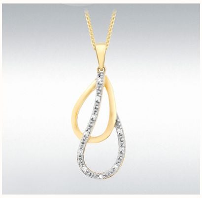 IBB 9k Yellow Gold Diamond Double Teardrop Pendant 1.61.504G