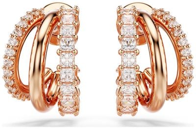 Swarovski Hyperbola Hoop Earrings White Crystals Rose Gold-Tone Plated 5698702