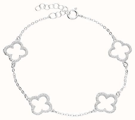 Sterling Silver CZ Open Clover Bracelet H6668/S