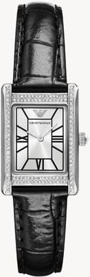 Emporio Armani Two-Hand Crystal Quartz (32mm) Silver Dial / Black Leather Strap AR11623