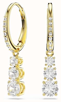 Swarovski Stilla Attract Hoop Earrings Round Cut, White, Gold-tone Pla 5723300