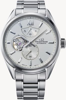 Orient Star M34 F7 Semi-Skeleton Automatic (40mm) White Sunray Dial / Stainless Steel Bracelet RE-BY0011S00B