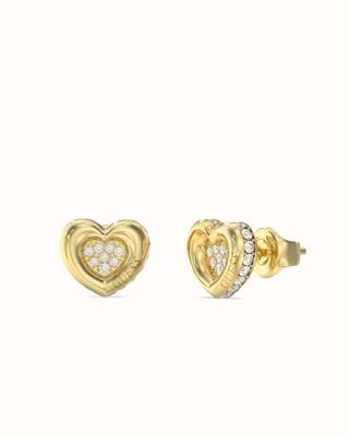 Guess Guess Womens L.O.V.E. 10mm Heart Pave Studs UBE05466YG