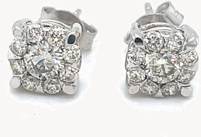 Perfection Diamond 9ct W/g 1.14ct Total Cluster Studs E4760A-W
