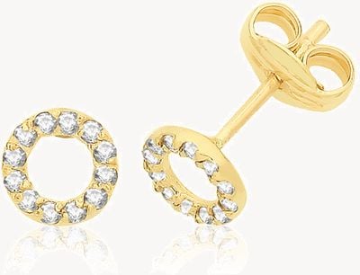 Treasure House 9ct Yellow Gold Cubic Zirconia Circle Stud Earrings ES732