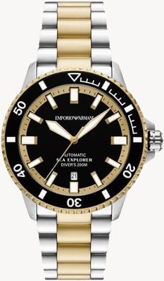 Emporio Armani Sea Explorer Automatic 200m (42.5mm) Black Dial / Two-Tone Stainless Steel Bracelet AR60089