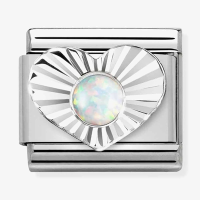 Nomination Classic Heart White Opal Sterling Silver Charm 330508/07