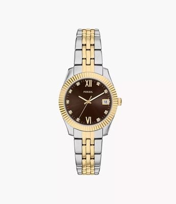 Fossil Scarlette 32 mm Three-Hand Date Two-Tone Stainless Steel Watch ES5539