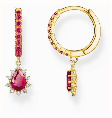 Thomas Sabo Vintage-Style Red Lab-Grown Sapphire Gold-Plated Hoop Earrings CR748-995-10