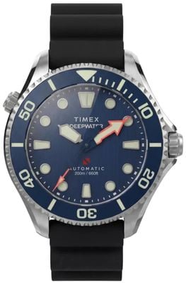 Timex Deepwater Meridian 44mm Blue Dial Rubber Mens Automatic TW3A01700