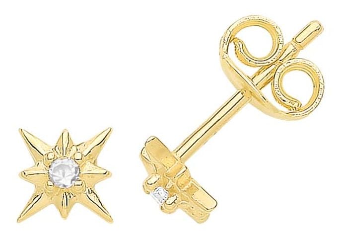 Treasure House ES1689 9ct Yellow Gold 8 Point Mini Star Jewellery